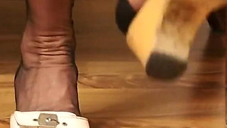 Wooden Heels, Nylon Tease & Slow Walk Seduction