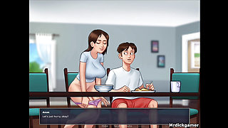 Busty teen wants her boyfriend to fuck while her mom is in the kitchen