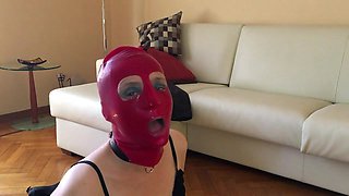 My masked slave Pat fucked in her mouth