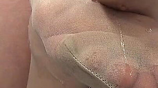 Extreme Pissing on Mature Feet in Stockings