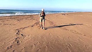 Mature MILF Dominatrix Humiliates Cuckold Husband on Nude Beach - Belgian Kmarcouple HD