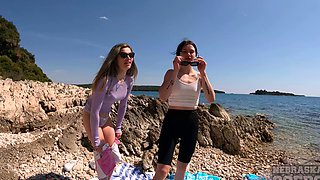 Nudist Students on a Public Beach