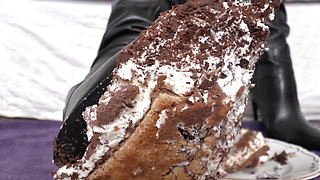 Smoking Mistress and Cake From Boot Soles POV Clip, Lady Victoria Valente