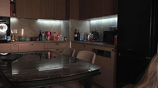 After the Party, She Stayed at My House, Climbed on the Table, and Started Masturbating with a Dildo