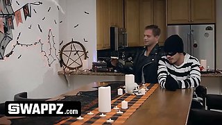 Swappz - innocent step sisters Serena Santos & Leana Lovings screw away their porn devils