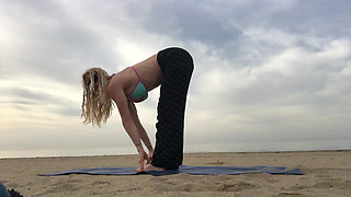 Beach Yoga in Bikini Top