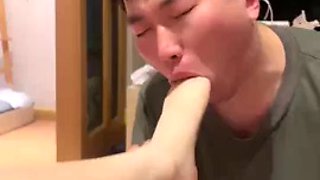 Chinese femdom feet licking