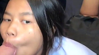 18yo Thai Student in Uniform Fucked by Tourist and Cum on Her Face