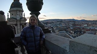 Two blondes, Eliza Eves and Matt Bird, lick balls in pov style