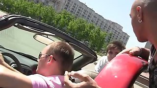 Teens sex in the car on a picnic