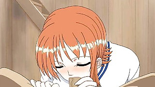 One Piece - Nami Blowjob and Facial Cumshot - Hentai POV P56