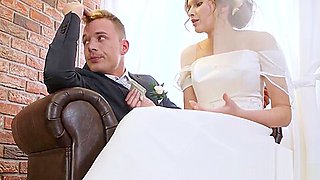 Beautiful bride fucks stranger while hubby cuckolds