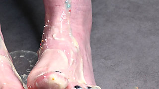 Asmr Creamy Pudding Foot Smash Thick Pudding and Sprinkles