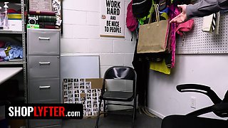 Watch Laney Grey catch shoplifter Ken feels & strip search her tight pussy with a condom