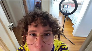 Busty curly MILF stepmom let me cum into the doll after wild fuck