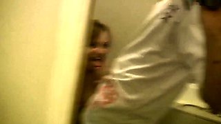 Toilet slut sucking cock