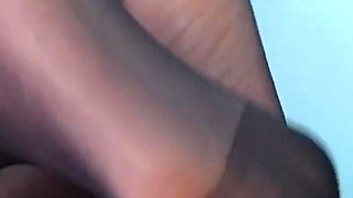 Busty Girlfriend Role-playing in Black Stockings