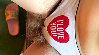 Big Feet and Hairy Bush in Panties