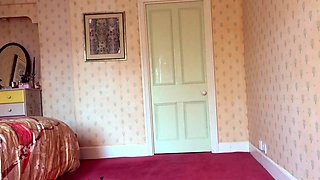 Mature blonde in stockings fucks the boy part1
