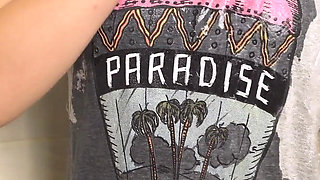 Asian Amateur In Tight Yoga Pants Gets Wet In The Shower