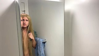 Crossdresser Fixing Messy Wig