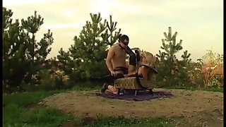 Hot fetish blonde rides a blindfolded man