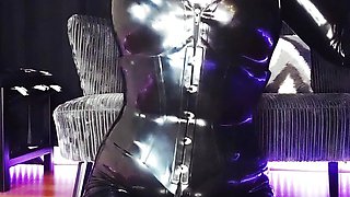 Hot Blonde Sweaty Latex Catsusit Tit Tease POV