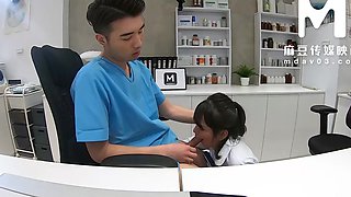 Beautiful Chinese Nurse Serves Doctor's Cock