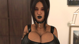 Blacked House #08 - Busty Goth Slut Makes Him Very Horny with Her Huge Boobs and Sexy Feet - 3D Porn Game