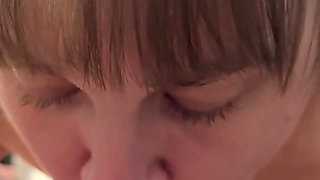 Mature with Big Saggy Boobs Sucking the Cum Out of Friends Dick and Swallowing