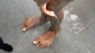 Bathroom pussy massage