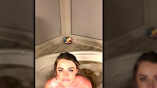 Big boobs mature MILF flaunts soapy ass