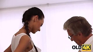 Old4k. sexy employee eventually gets opportunity to make enjoy with older boss