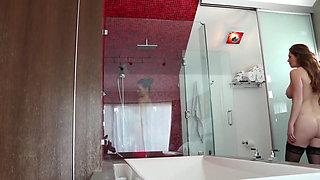 Stepmom washes my pussy in the shower