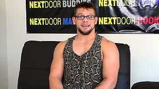 Casting nerdy hunk with big cock