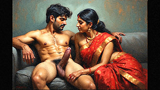 Indian bhabhi threesome sex with her husband&#039;s boss