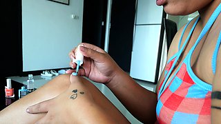 Amateur Thai BBW girlfriend homemade sex tape with white BF