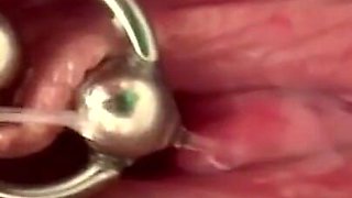 Extreme Close Up Rubbing My Pierced Clit by MakeUp Brush and Huge Orgasm make me completely Wet my Pussy