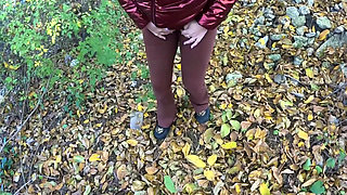 Risky Outdoor Blowjob by the Lake Red Shiny Downjacket Fetish 316