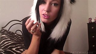 Hot emo girl rubs her tight pussy while on her webcam