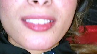 Lovely Amateur teen brunette masturbating outdoor