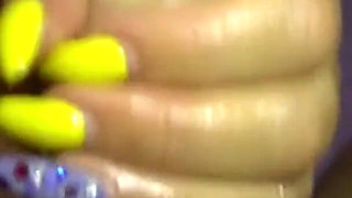 Long nails oiled handjob from stepmom