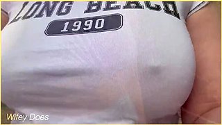 Hot Wifey Flashes Her Perfect Tits in Public - Amateur MILF Exhibitionist