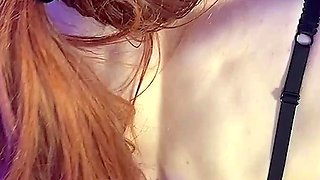 Glamour babe with big boobs masturbates in lingerie