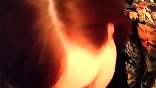 Cute redhead brings a dick to orgasm with her mouth in POV