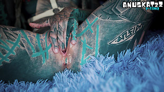 Anal Masturbation and Squirt - Tattoo Girl in Latex - Gapes and Prolapse, ATM