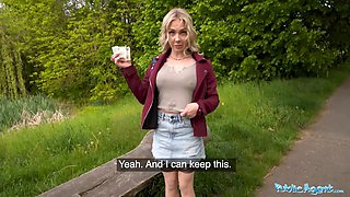 Hot blonde from finland takes the huge d - public agent