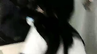 Asian amateur in maid uniform