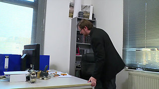 Hairy big ass secretary brunette sprayed on her natural tits