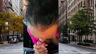 Thai MILF big cock car blowjob in public